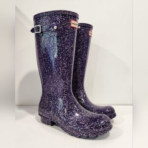 Hunter Kids Original Giant Glitter Wellington Rain Boots EU 37 Girls 6 Worn 1X
